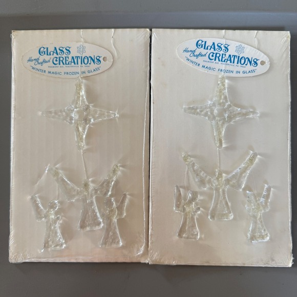 VTG Glass Creations Winter Magic Frozen in Glass Star Ornaments Mary Joseph - Picture 1 of 6